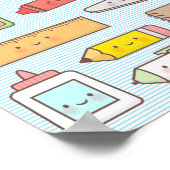 Kawaii Kinder Terug naar schoolbevoorraad wanddeco Poster (Hoek)