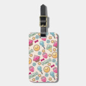 Kawaii-kinderpatroon met schattige doedels bagagelabel (Voorkant verticaal)