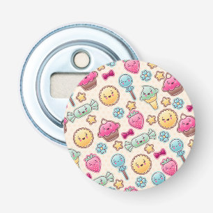 Kawaii-kinderpatroon met schattige doedels button flesopener