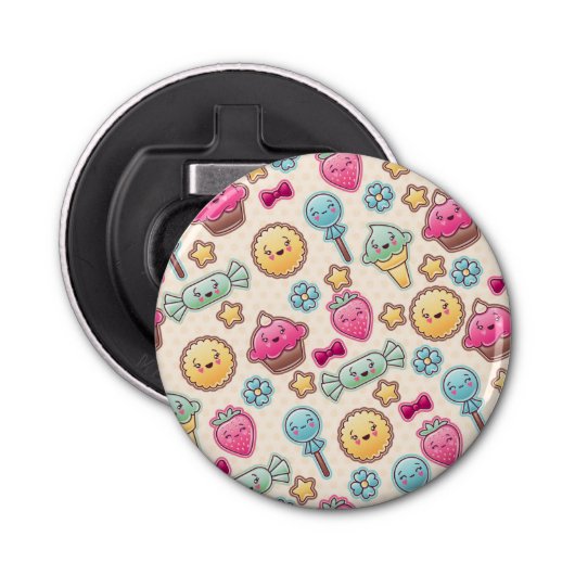 Kawaii-kinderpatroon met schattige doedels button flesopener (Voorkant)