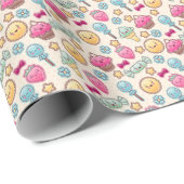 Kawaii-kinderpatroon met schattige doedels cadeaupapier (Rol Hoek)