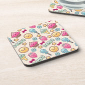 Kawaii-kinderpatroon met schattige doedels drankjes onderzetter (Linkerzijde)