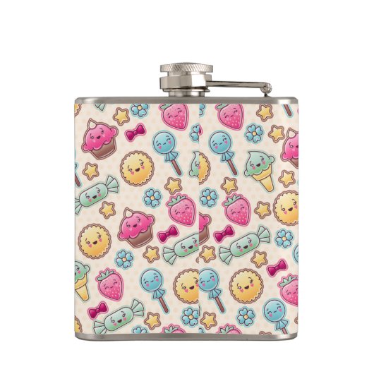 Kawaii-kinderpatroon met schattige doedels heupfles (Achterkant)