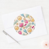 Kawaii-kinderpatroon met schattige doedels ronde sticker (Envelop)