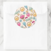 Kawaii-kinderpatroon met schattige doedels ronde sticker (Tas)