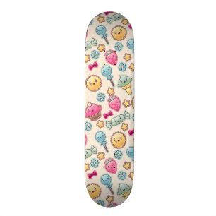 Kawaii-kinderpatroon met schattige doedels skateboard