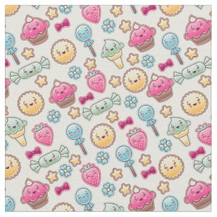 Kawaii-kinderpatroon met schattige doedels stof