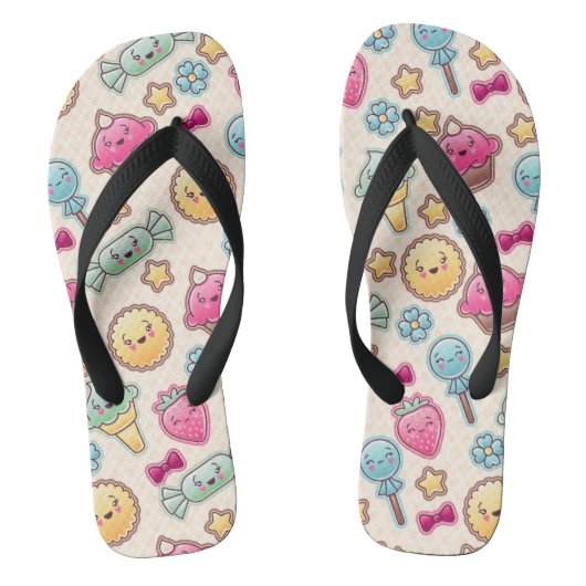 Kawaii-kinderpatroon met schattige doedels teenslippers (Voetbed)