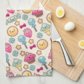 Kawaii-kinderpatroon met schattige doedels theedoek (Quarter Fold)