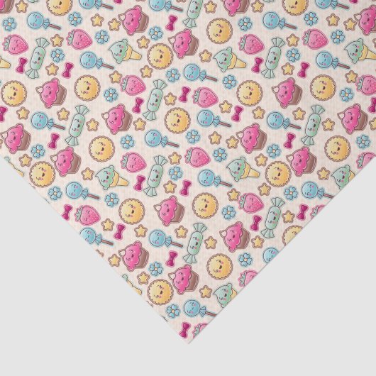 Kawaii-kinderpatroon met schattige doedels tissuepapier (Detail)