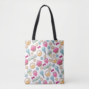 Kawaii-kinderpatroon met schattige doedels tote bag