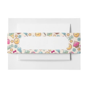 Kawaii-kinderpatroon met schattige doedels uitnodigingen wikkel