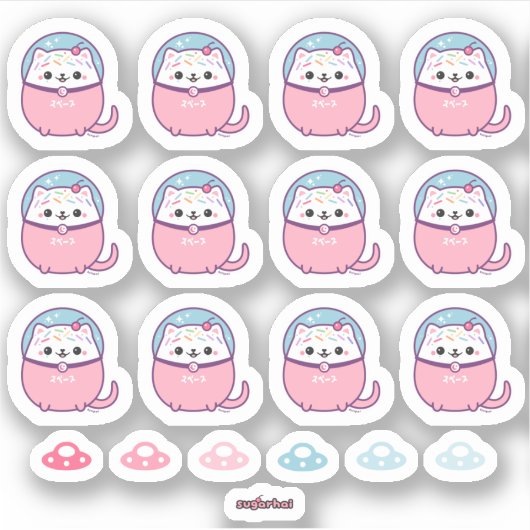 Kawaii Kitipai Astronaut Cat Sticker (Voorkant)