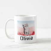 Kawaii Kitten gepersonaliseerde meisjesnaam roze M Koffiemok (Links)