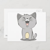 Kawaii kitten grijs briefkaart (Voorkant / Achterkant)