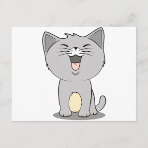 Kawaii kitten grijs briefkaart