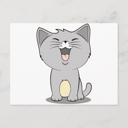 Kawaii kitten grijs briefkaart (Voorkant)