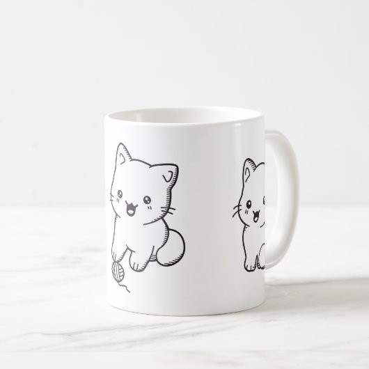 Kawaii kitten koffiemok (Voorkant rechts)