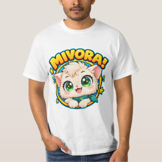 Kawaii Kitten Met Teal Sjaal en Smaragdgroene Ogen T-shirt