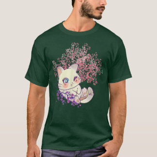 Kawaii Kitten Sakura Tree Cherry Flower Japans B T-shirt
