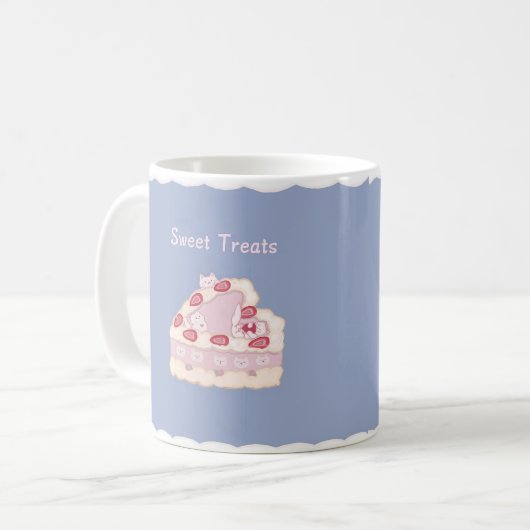 Kawaii Kittens Aardbeien Cake Sweet Treats Mok (Voorkant links)