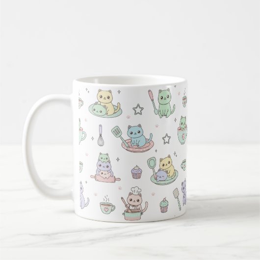 Kawaii Kittens Baking Pattern Coffee Mug Koffiemok (Links)