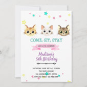 Kawaii kitty cat Birthday Invitation Kaart (Voorkant)