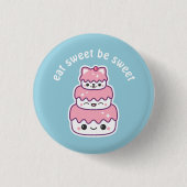 Kawaii Kitty Cat Cake Ronde Button 3,2 Cm (Voorkant)