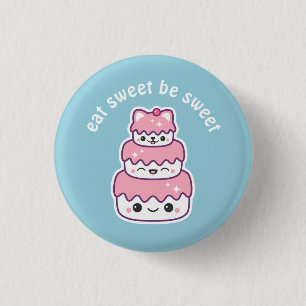 Kawaii Kitty Cat Cake Ronde Button 3,2 Cm