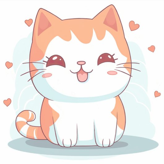 Kawaii Kitty Cat Chibi Sticker (Voorkant)