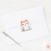 Kawaii Kitty Cat Chibi Vierkante Sticker (Envelop)