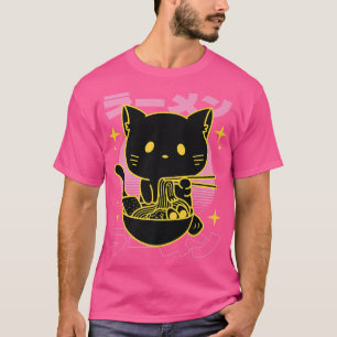 Kawaii Kitty Cat Eating Ramen Cute Kitten Otaku Ne T-shirt