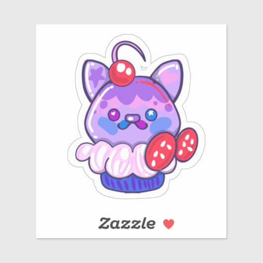 Kawaii Kitty cupcake sticker (Vel)