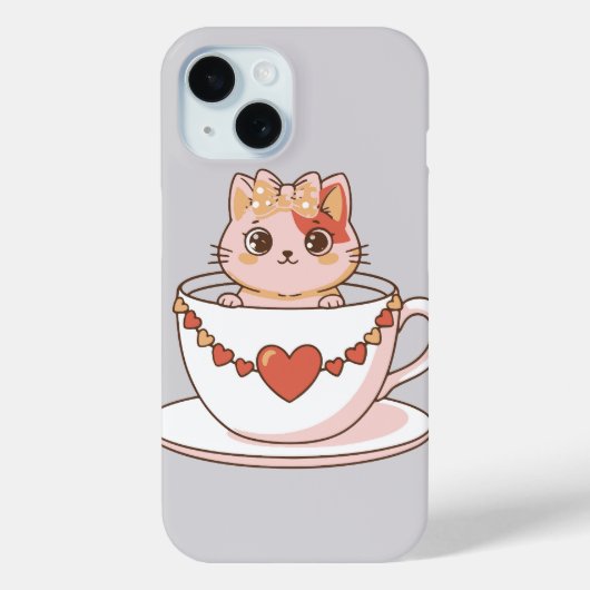 Kawaii Kitty in een Theekopje Case-Mate iPhone Case (Achterkant)
