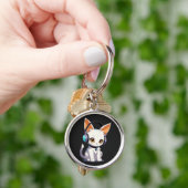 Kawaii Kitty in Stijlvolle Koptelefoon Sleutelhanger (Hand)