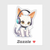Kawaii Kitty in Stijlvolle Koptelefoon Sticker (Vel)