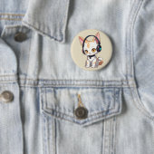 Kawaii Kitty met schommelende hoofdtelefoon Ronde Button 5,7 Cm (In situ)