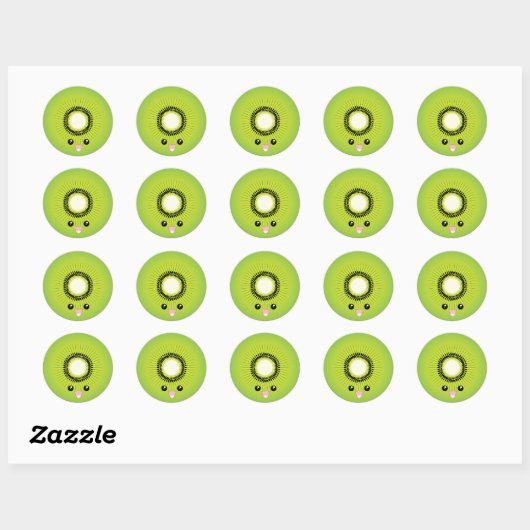 Kawaii Kiwi Ronde Sticker (Vel)