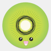 Kawaii Kiwi Ronde Sticker (Voorkant)