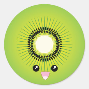 Kawaii Kiwi Ronde Sticker