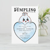 Kawaii kleine dumpling dim sum blauw Baby shower Kaart (Staand voorkant)