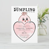 Kawaii kleine dumpling dim sum roze Baby shower Kaart (Staand voorkant)