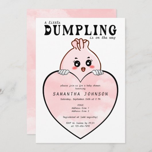 Kawaii kleine dumpling dim sum roze Baby shower Kaart (Voorkant / Achterkant)