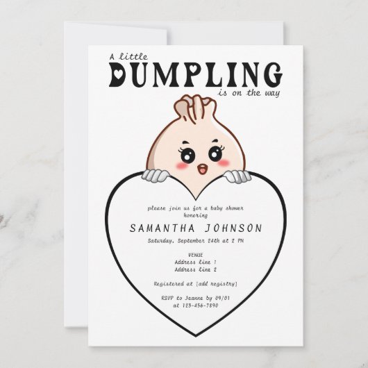 Kawaii kleine dumpling dim sum wit Baby shower Kaart (Voorkant)