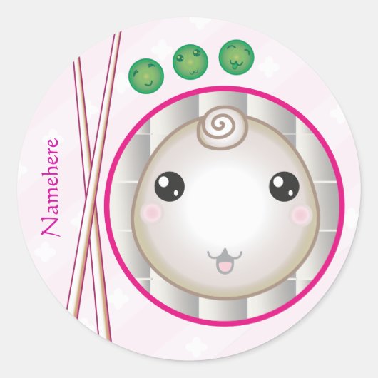 : Kawaii kleine dumpling Ronde Sticker (Voorkant)