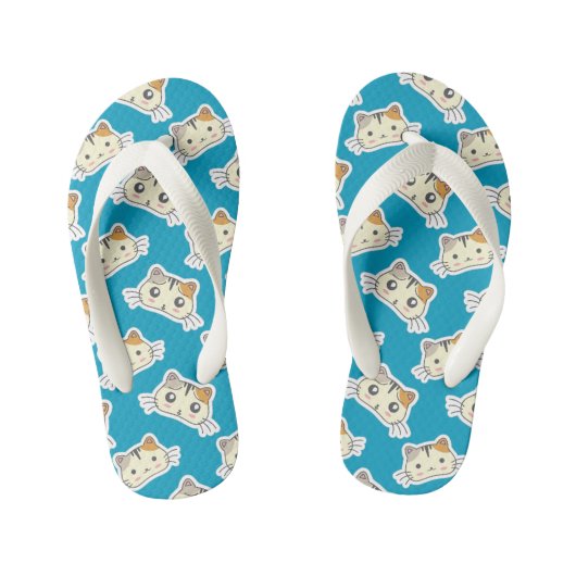 Kawaii kletst een gelukkig Kat Kitten. Kinder Teenslippers (Voetbed)