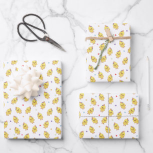 Kawaii Kleurrijke Hartjes Baby Kuikens Inpakpapier Vel
