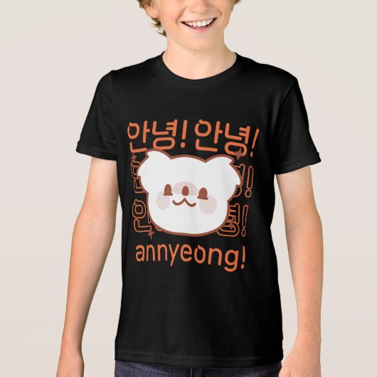 Kawaii Koala Groet KDrama zin Tri-Blend Shirt (Voorkant)