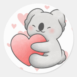 Kawaii Koala Hugging Heart heerlijk Ronde Sticker