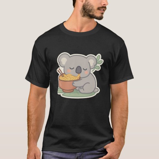 Kawaii Koala Hugging Ramen Bowl – Schattige Aussie T-shirt (Voorkant)